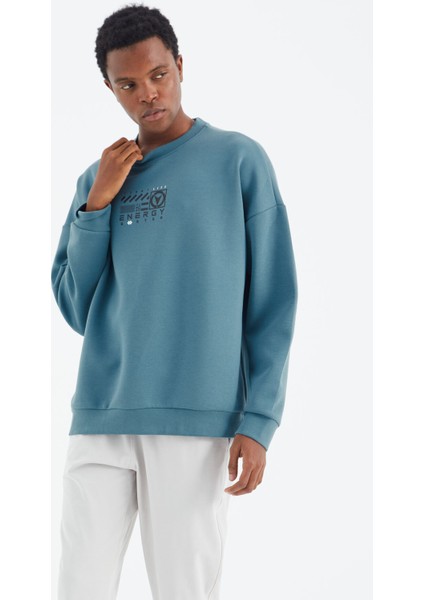 Orman Yeşili O Yaka Baskı Detaylı Rahat Kalıp Erkek Sweatshirt - 88284