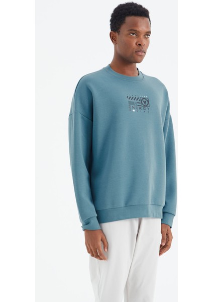 Orman Yeşili O Yaka Baskı Detaylı Rahat Kalıp Erkek Sweatshirt - 88284 indirimleri