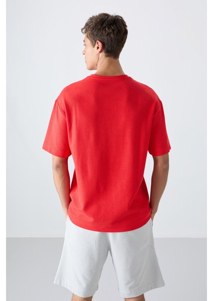 Tommy Life Fiesta Pamuklu Kalın Yüzeyi Dokulu Oversize Fit Baskılı Erkek T-Shirt - 88336 indirimleri
