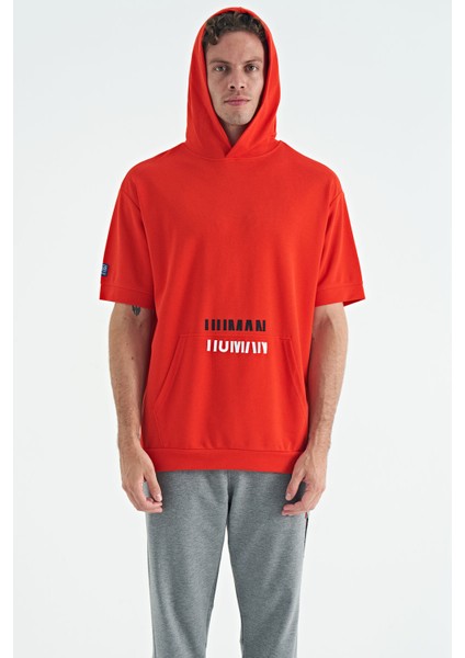 Fiesta Kanguru Cepli Yazı Nakışlı Kapüşonlu Erkek T-Shirt - 88195