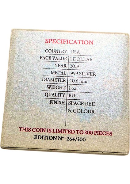 U.s.a. Amerika "silver Eagle" Dollar 2019 Chrıstmas Serisi - 300 Adet Limitli Renkli Baskı *nadır!!! fırsatları
