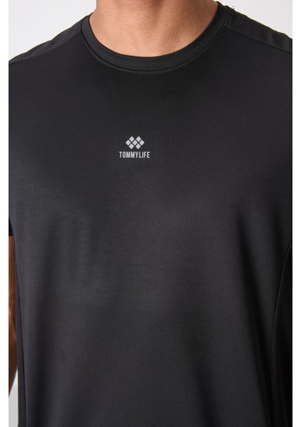 Tommy Life Siyah Polyester Nefes Alan Dokulu Ince Esnek Standart Fit Erkek Performans T-Shirt - 88390 modelleri