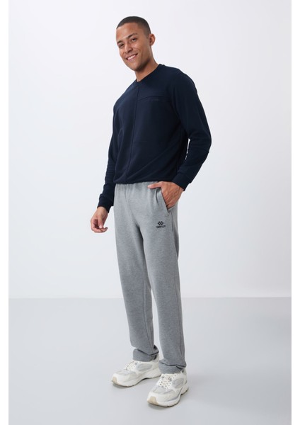 Gri Melanj Fermuar Cepli Dar Kalıp Klasik Paça Erkek Eşofman Alt - 84669 fiyatları