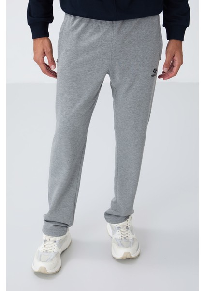 Gri Melanj Fermuar Cepli Dar Kalıp Klasik Paça Erkek Eşofman Alt - 84669 modelleri