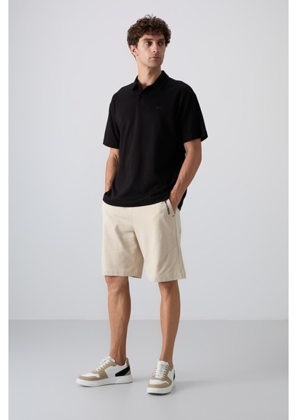 Tommy Life Siyah Pamuklu Kalın Yumuşak Dokulu Oversize Fit Basic Polo Yaka Erkek T-Shirt - 88327 fiyatları