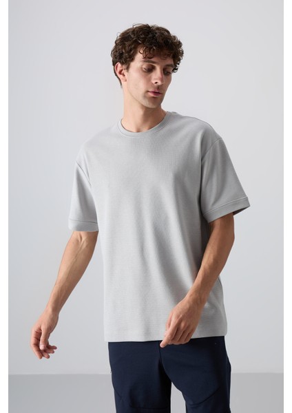 Taş Pamuklu Kalın Yüzeyi Dokulu Oversize Fit Basic Erkek T-Shirt - 88339 fırsatları