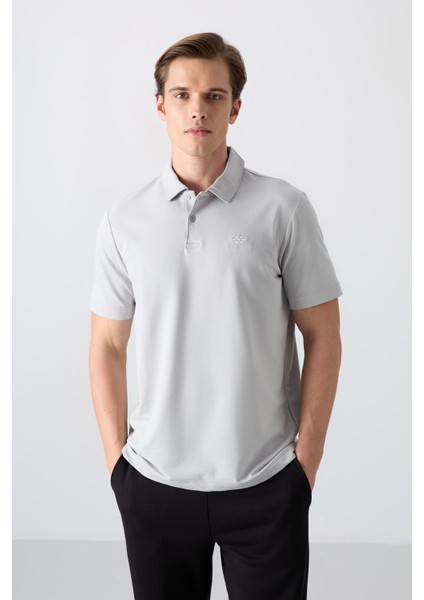 Tommy Life Taş Pamuklu Kalın Yumuşak Dokulu Standart Fit Basic Polo Yaka Erkek T-Shirt - 88348