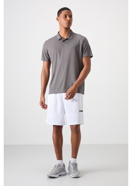 Koyu Gri Logo Baskılı Standart Kalıp Polo Yaka Aktif Spor Erkek T-Shirt - 88252 fiyatları