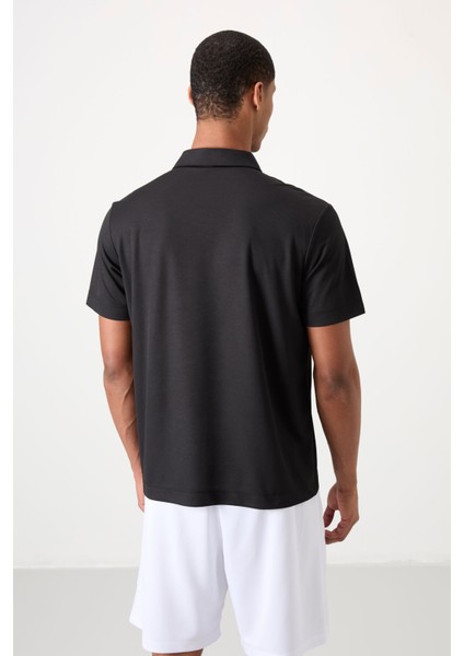 Siyah Logo Baskılı Standart Kalıp Polo Yaka Aktif Spor Erkek T-Shirt - 88252 indirimleri