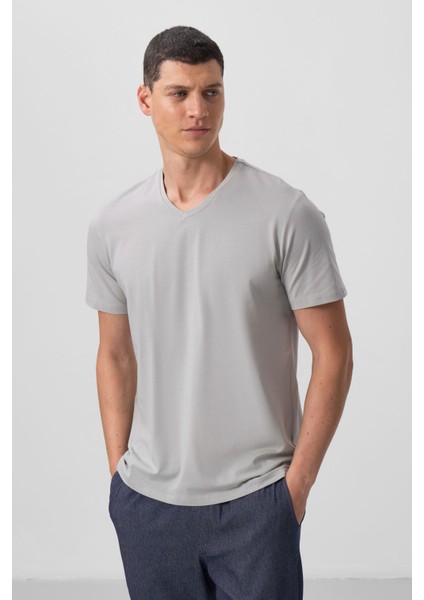Taş Basic Kısa Kol Standart Kalıp V Yaka Erkek T-Shirt - 87912