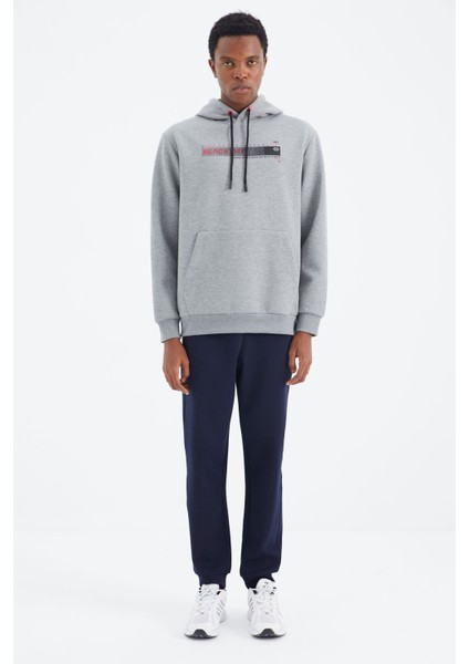 İndigo Baskı Detaylı Bağcıklı Rahat Kalıp Erkek Eşofman Alt - 84991