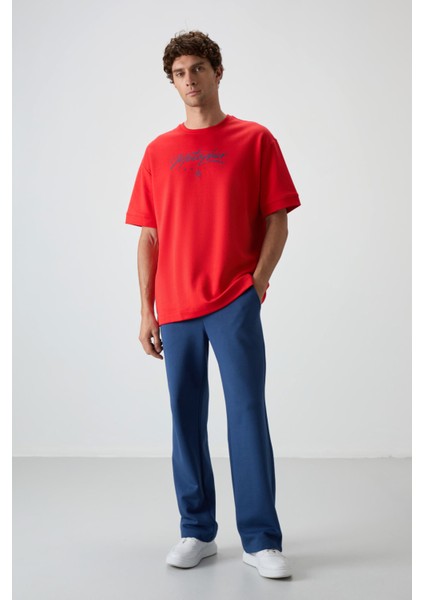 Fiesta-Parlament Pamuklu Kalın Yumuşak Dokulu Oversize Fit Baskılı Erkek T-Shirt - 88320 modelleri