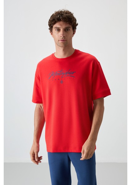 Fiesta-Parlament Pamuklu Kalın Yumuşak Dokulu Oversize Fit Baskılı Erkek T-Shirt - 88320 fırsatları