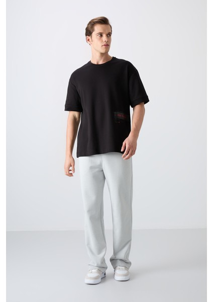 Tommy Life Siyah Pamuklu Kalın Yumuşak Dokulu Oversize Fit Baskılı Erkek T-Shirt - 88322 fiyatları