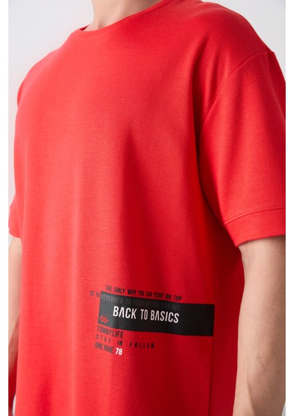 Tommy Life Fiesta Pamuklu Kalın Yumuşak Dokulu Oversize Fit Baskılı Erkek T-Shirt - 88322 modelleri
