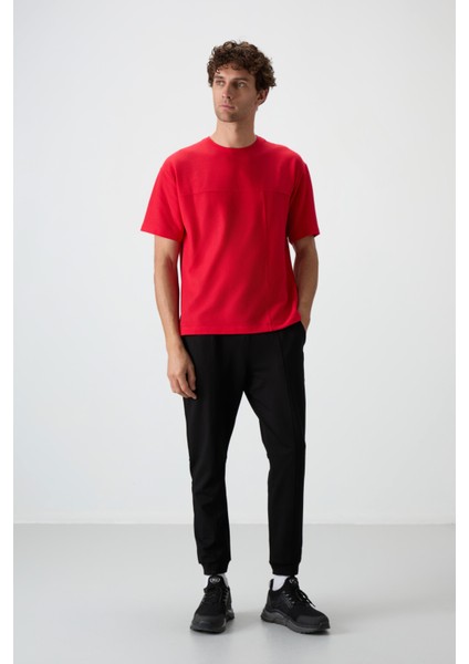 Siyah Pamuklu Yumuşak Dokulu Comfort Fit Nakışlı Erkek Jogger - 82123 fiyatları