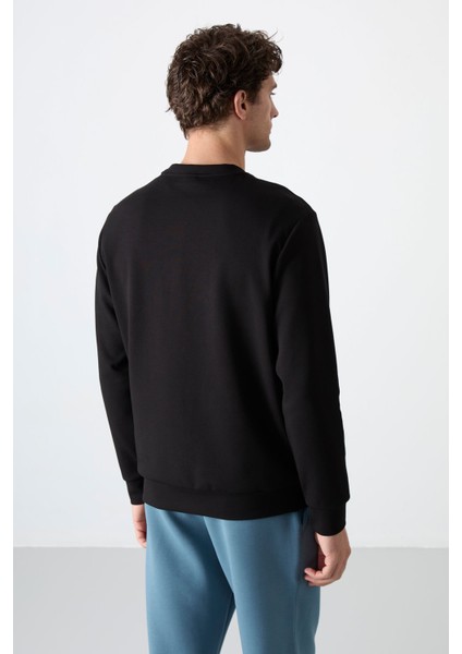 Siyah Basic O Yaka Rahat Form Erkek Sweatshirt - 88053 indirimleri