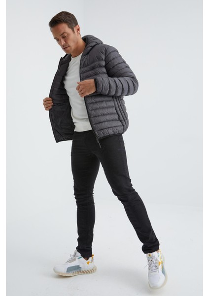 Tommy Life Antrasit Fermuarlı Standart Kalıp Soğuğa Dayanıklı Erkek Şişme Mont - 88167 fırsatları