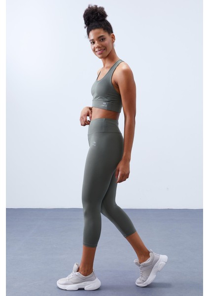 Çağla Yüksek Bel Toparlayıcı Çapraz Sırt Detaylı Slim Fit Kadın Tayt Takım - 95283