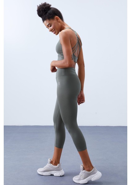 Çağla Yüksek Bel Toparlayıcı Çapraz Sırt Detaylı Slim Fit Kadın Tayt Takım - 95283 indirimleri