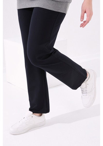 Lacivert Klasik Paça Taş Detaylı Kadın Büyük Beden Eşofman Alt - 94040 modelleri