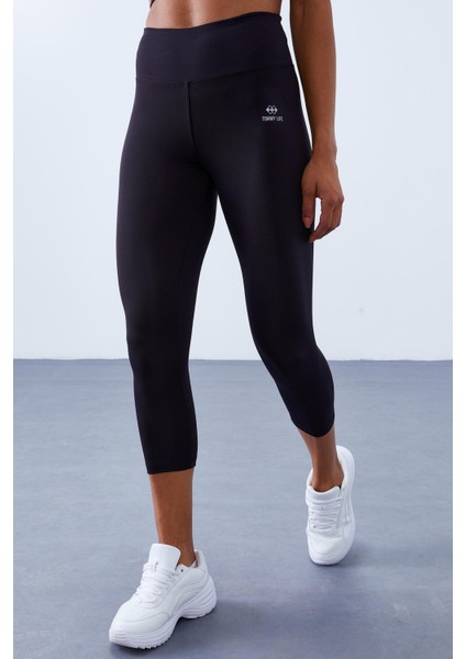 Siyah Yüksek Bel Toparlayıcı Çapraz Sırt Detaylı Slim Fit Kadın Tayt Takım - 95283 fırsatları