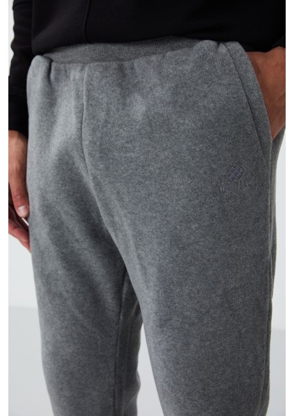 Gri Melanj Gizli Fermuarlı Rahat Form Lastik Paça Polar Erkek Eşofman Alt - 84866 fiyatları