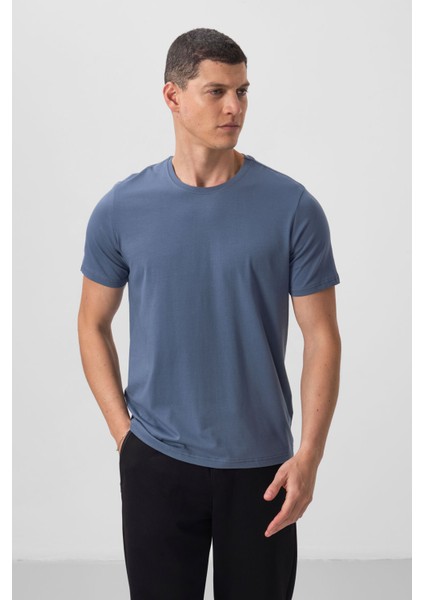 Petrol Erkek Basic Kısa Kol Standart Kalıp O Yaka T-Shirt - 87911