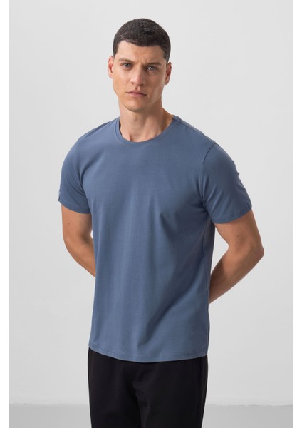 Petrol Erkek Basic Kısa Kol Standart Kalıp O Yaka T-Shirt - 87911 fırsatları