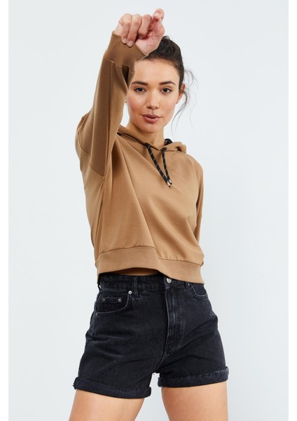 Toprak Uzun Kol Rahat Form Kapüşonlu Kadın Sweatshirt - 97115 modelleri