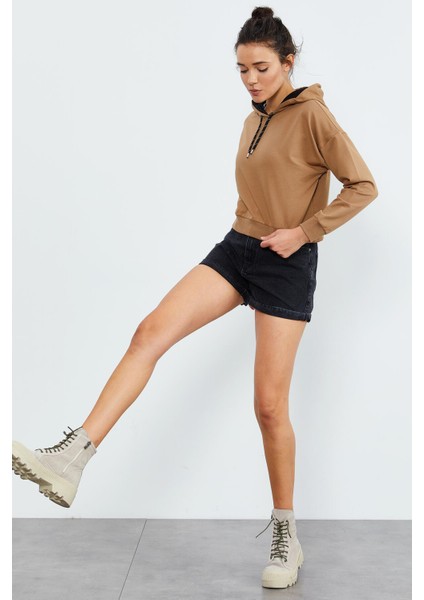Toprak Uzun Kol Rahat Form Kapüşonlu Kadın Sweatshirt - 97115 fırsatları