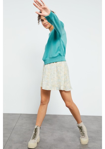 Mint Yeşili Basic Rahat Form O Yaka Kadın Sweatshirt - 97114 fiyatları