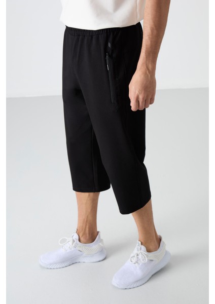 Siyah Fermuar Cepli Standart Kalıp Klasik Paça Erkek Kapri - 83091 fırsatları