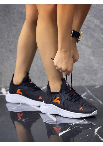 Bağcıklı Unisex Çocuk Spor Ayakkabısı-Siyah-Orange modelleri