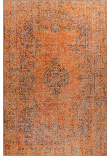 Porthcurno Klasik Turuncu Polyester Dikdörtgen Modern Desenli Pamuk Makinada Yıkanabilir Hav Toz Vermez Leke Tutmayan Kaymaz Taban Dijital Makine Baskı Salon Yolluk Mutfak Halı fiyatları