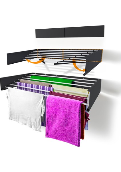 Dekoratif 7 Borulu Duvara Monte Çamaşır Askısı 120 cm