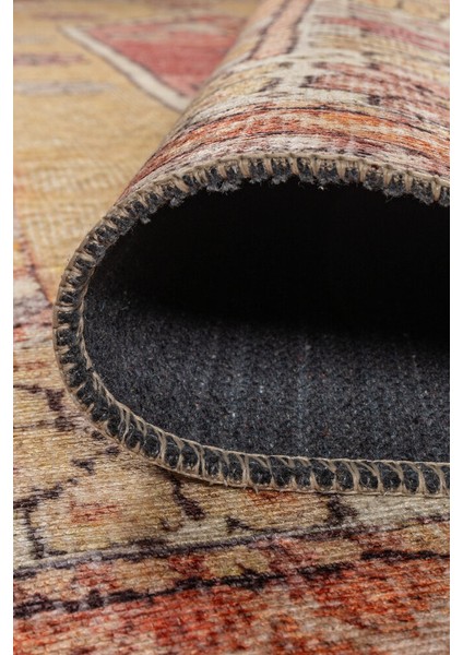 Saint-Paul Çerçeveli Kırmızı Polyester Daire Modern Desenli Pamuk Makinada Yıkanabilir Hav Toz Vermez Leke Tutmayan Kaymaz Taban Dijital Makine Baskı Salon Yolluk Mutfak Halı indirimleri