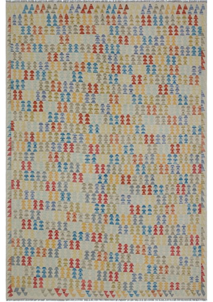 Ikat Yeşil Ikat Ipek Modern Desenli Yün Hav Toz Vermez Leke Tutmayan Salon Yolluk Mutfak El Dokuma Halı