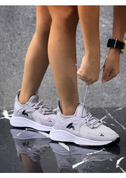 Bağcıklı Unisex Çocuk Spor Ayakkabısı-Buz-Siyah