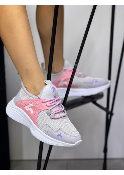 Bağcıklı Unisex Çocuk Spor Ayakkabısı-Buz-Şeker Pembe
