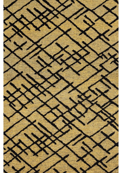 Geometrik Sarı Pamuk Dikdörtgen Modern Desenli Pamuk Makinada Yıkanabilir Hav Toz Vermez Leke Tutmayan Kaymaz Taban Dijital Makine Baskı Salon Yolluk Mutfak Halı