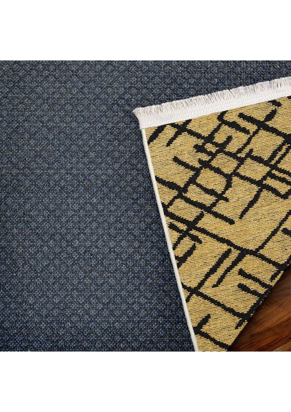 Geometrik Sarı Pamuk Dikdörtgen Modern Desenli Pamuk Makinada Yıkanabilir Hav Toz Vermez Leke Tutmayan Kaymaz Taban Dijital Makine Baskı Salon Yolluk Mutfak Halı indirimleri