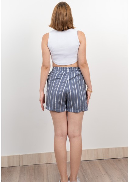 Beli Lastikli Çizgili Kısa Cepli Şort 30282 modelleri