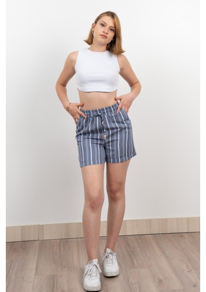 Beli Lastikli Çizgili Kısa Cepli Şort 30282 fırsatları