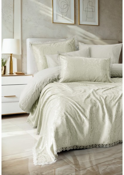 Chi Chi Çift Kişilik Pikeli Nevresim Takımı Velora Adaçayı