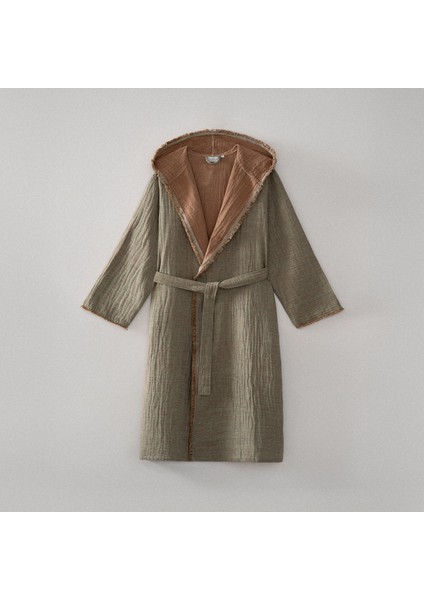 Muna Erkek Bornoz %100 Organik Pamuk Inject Yeşil-Terra