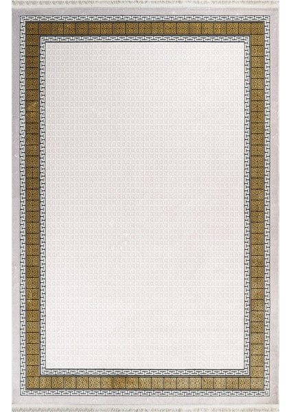 Dindigul Çerçeveli Beyaz Akrilik Dikdörtgen Modern Desenli Akrilik Hav Vermeyen Leke Tutmayan Kolay Temizlenen Yumuşak Makine Salon Yolluk Mutfak Halı