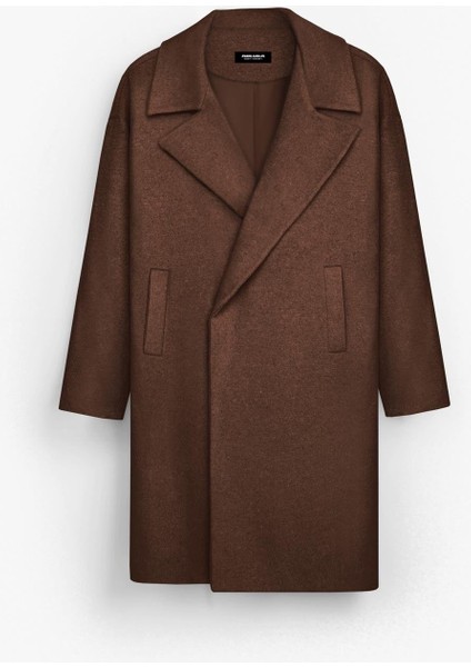 Oversize Rahat Kesim Uzun Erkek Kaşe Kaban Palto Kahve modelleri
