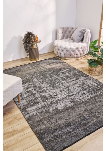 Swenson Modern Gri Pamuk Dikdörtgen Modern Desenli Akrilik Hav Vermeyen Leke Tutmayan Kolay Temizlenen Yumuşak Makine Salon Yolluk Mutfak Halı