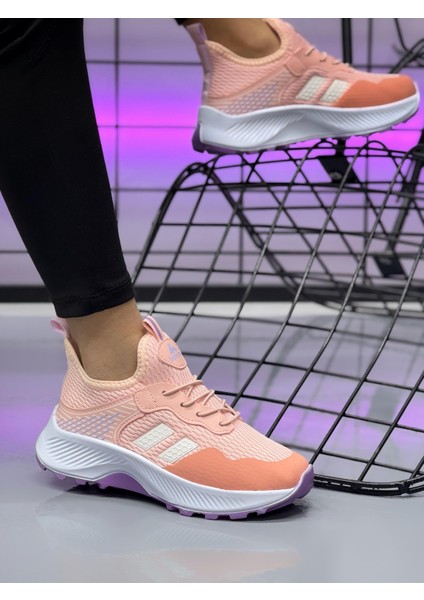 Unisex Çocuk Bağcıklı Poli Taban Triko Spor Ayakkabı-Pudra-Lila fiyatları